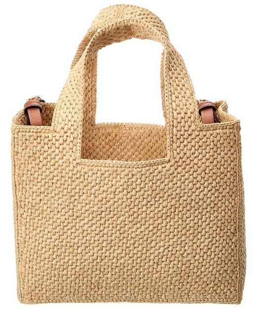 Loewe Metallic Font Small Raffia Tote