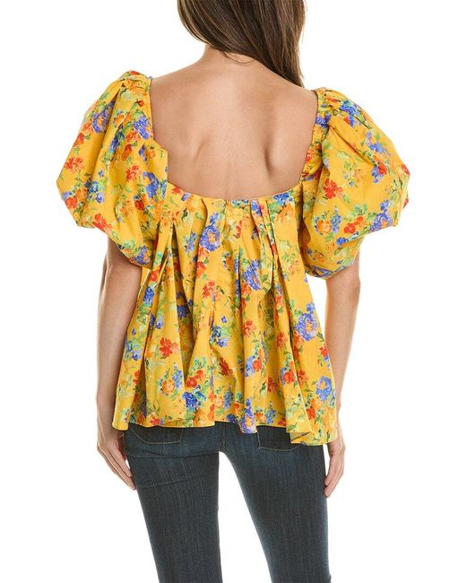 Caroline Constas Yellow Palmer Top