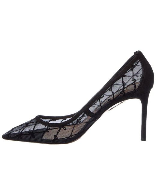 Aquazzura Metallic Nude 85 Mesh & Suede Pump