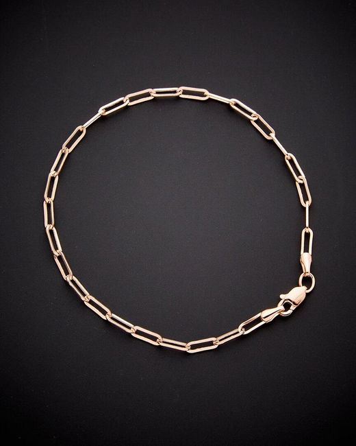Italian Gold Black 14k Italian Rose Gold Paperclip Chain Bracelet