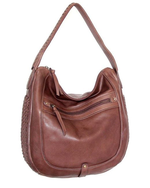 Nino Bossi Brown Elina Hand-Dyed Vintage Leather Hobo Bag