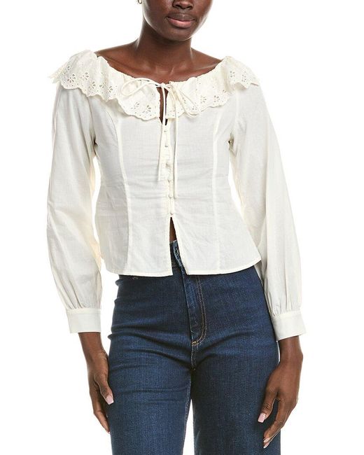 CELESTINE SEI White Embroidered Lace Top