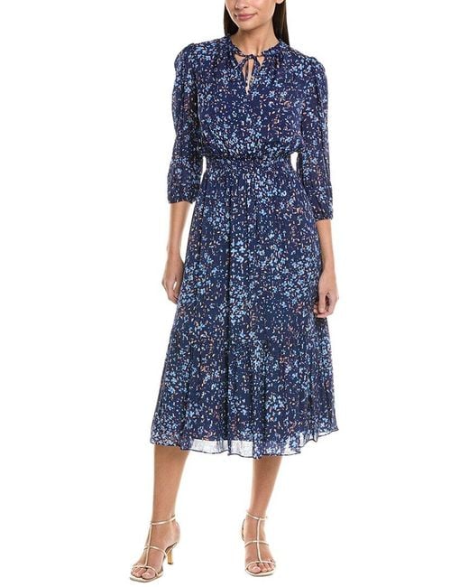 Shoshanna Blue Jaxon Midi Dress
