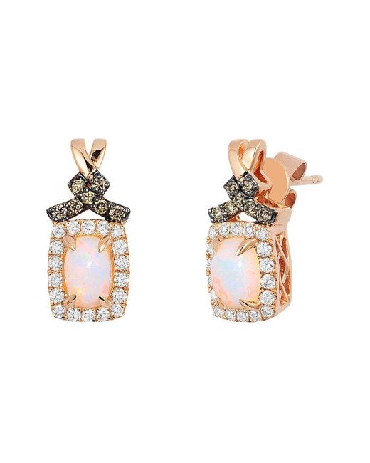 Le Vian Metallic Le Vian 14k Strawberry Gold 1.00 Ct. Tw. Diamond & Opal Earrings