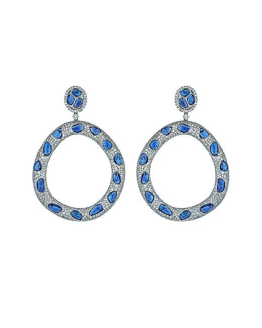 Diana M Blue Fine Jewelry 18k 37.99 Ct. Tw. Diamond & Sapphire Earrings