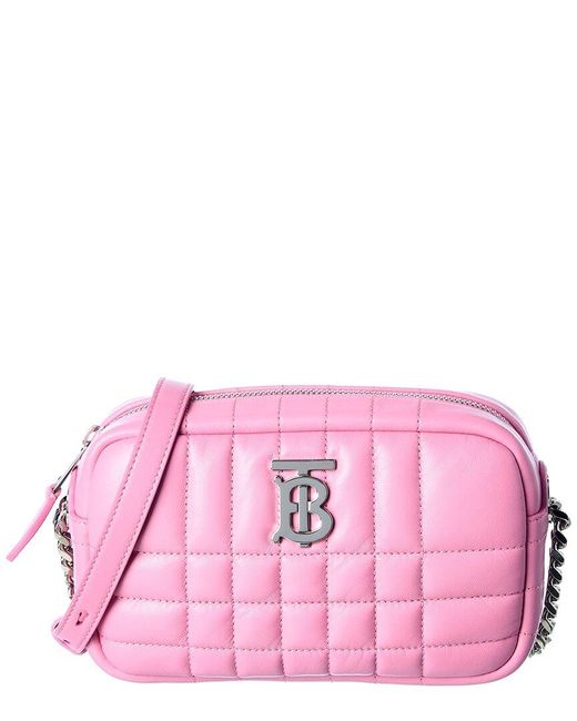 Burberry Lola Mini Quilted Leather Shoulder Bag in Primrose Pink (Pink
