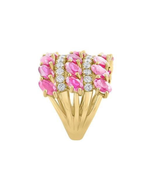 Effy Fine Jewelry Pink Over 6.11 Ct. Tw. Lab-Grown Diamond & Lab-Grown Lab Sapphire Ring