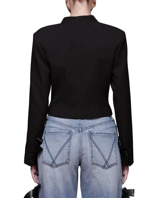 Avec Les Filles Black Contrast Lapel Cropped Blazer