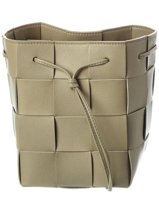 Bottega Veneta Green Cassette Intrecciato Leather Bucket Bag