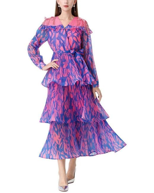 MIRA RICHI Purple Midi Dress