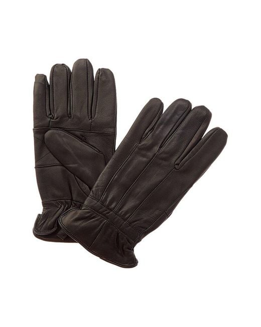Surell Black Pieced Leather Gloves for men