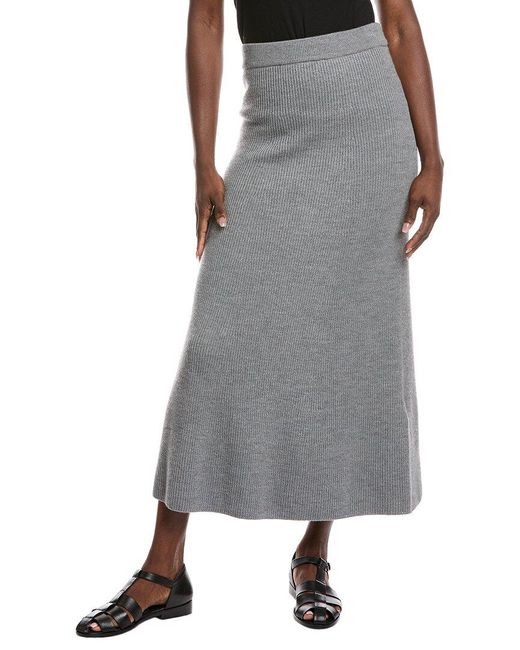 Max Mara Gray Agile Rib Wool Sweater Skirt