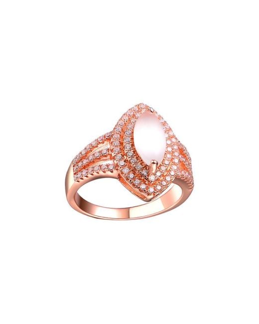Genevive Jewelry White 14k Rose Gold Vermeil Cz Ring
