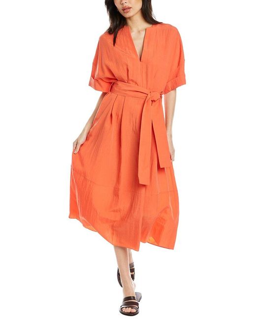 Vince Synthetic Midi Dress in Orange - Save 20% | Lyst