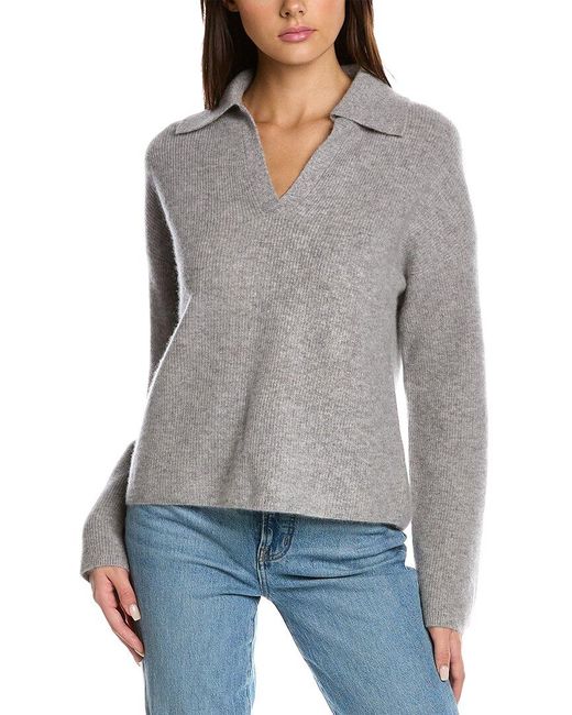 Philosophy Over Washed Johnny Collar Cashmere Sweater in Grey Lyst UK
