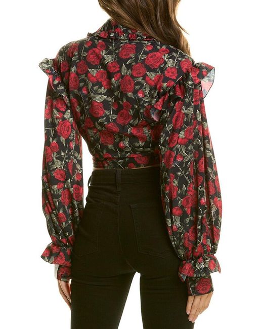 ROKH Brown Rose Print Blouse