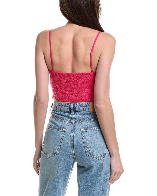 Dress Forum Red Eyelet Knot Front Crop Top