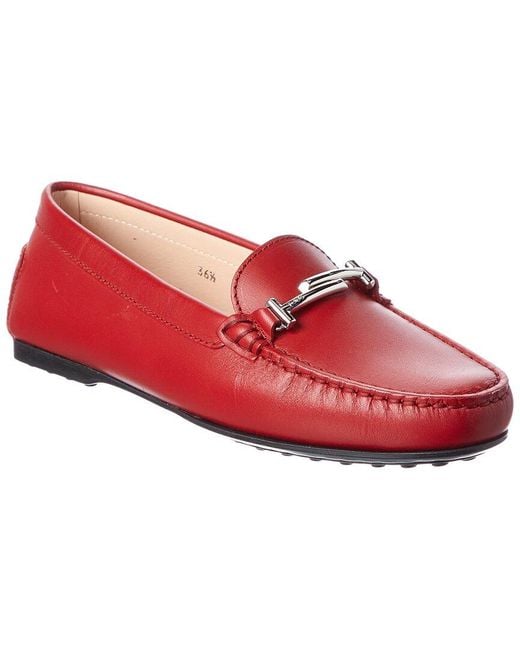 Tod's Red Double T Leather Loafer