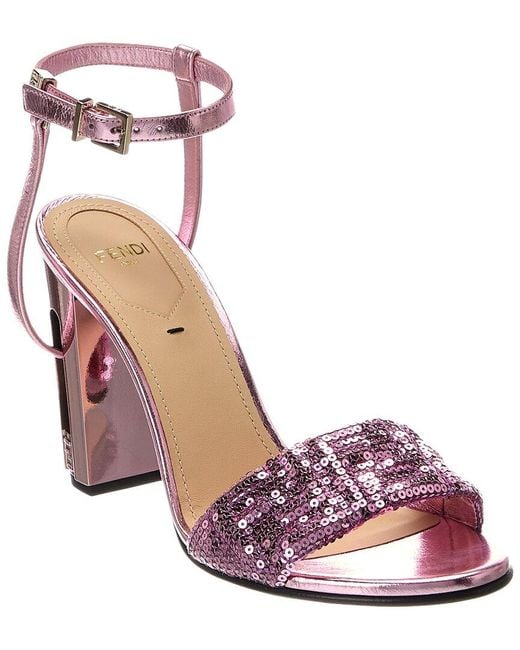 Fendi Pink Delfina Sequin & Leather Sandal