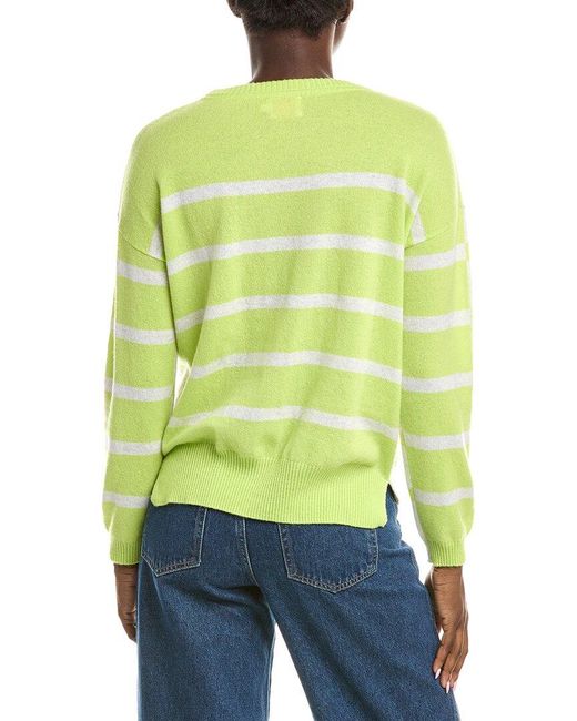 Brodie Cashmere Gray Two-Tone Boxy Stripe Cashmere Sweater