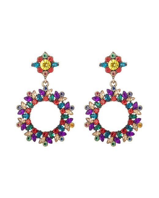 Eye Candy LA White Glass Crystal Harlequin Statement Earrings