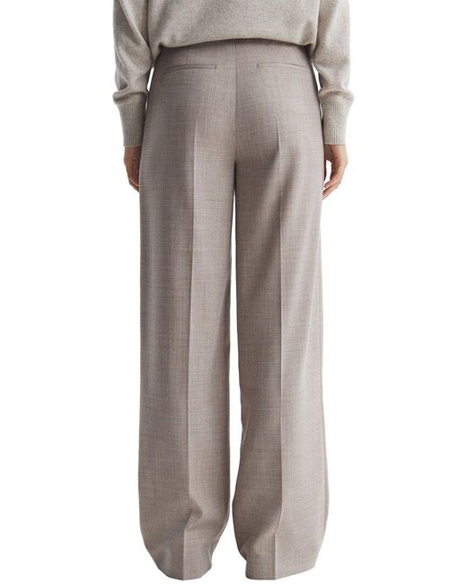 Reiss Gray Hazel Wool-Blend Wide Leg Texture Trouser