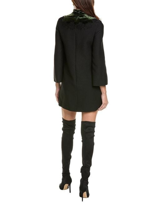 Valentino Black Wool & Silk-blend Shift Dress