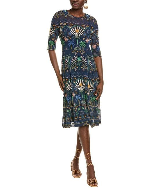 Johnny Was Blue Nova Mesh Midi Dress