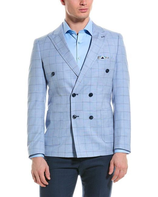 Paisley & Gray Blue Soho Slim Peak Double-breasted Jacket for men