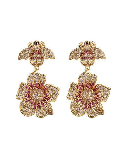 Eye Candy LA Multicolor The Luxe Collection Cz Bee My Flower Drop Earrings
