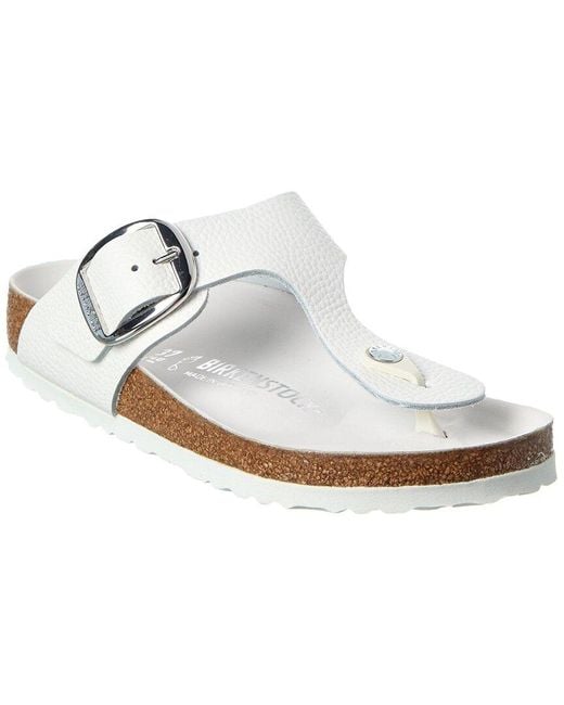 Birkenstock White Gizeh Big Buckle Leather Sandal