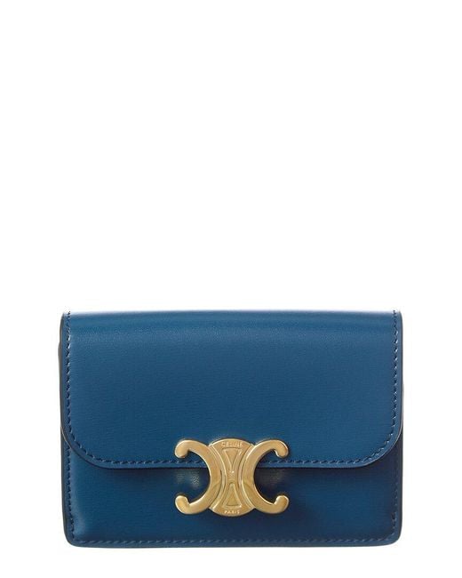 Céline Blue Triomphe Leather Card Holder