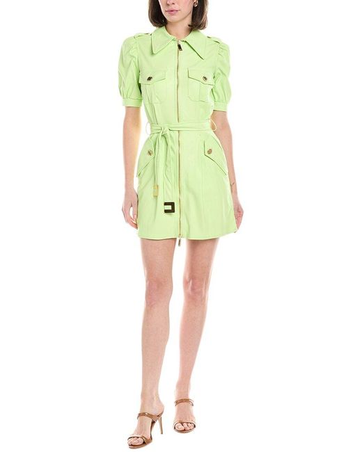 Elisabetta Franchi Green Front Zip Shirtdress