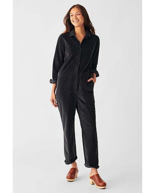 Faherty Brand Blue Stretch Cord Utility Jumpsuit
