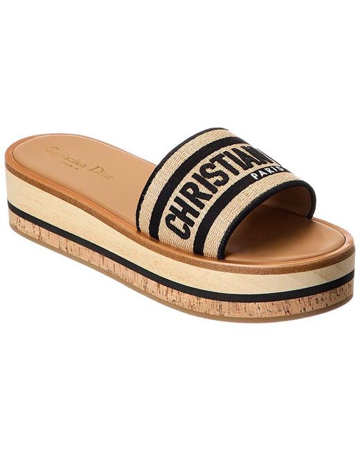 Dior Brown Dway Canvas Platform Sandal
