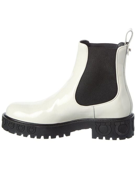 Ferragamo White Patent Bootie