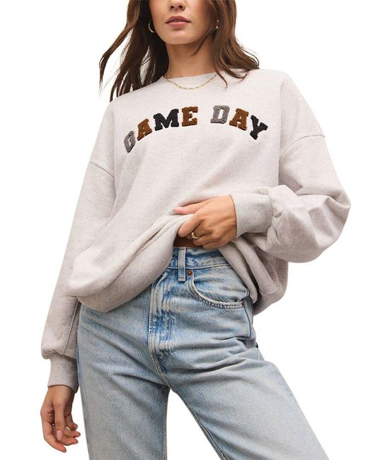 Z Supply Gray Oversized Game Day Sweatshirt