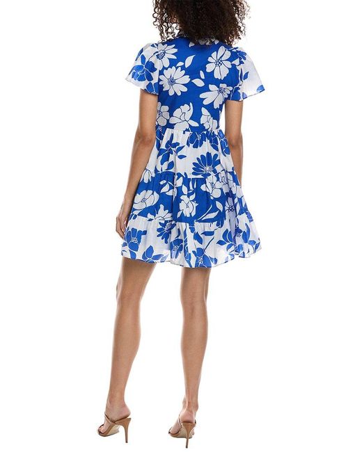Taylor Blue Printed Lawn Mini Dress