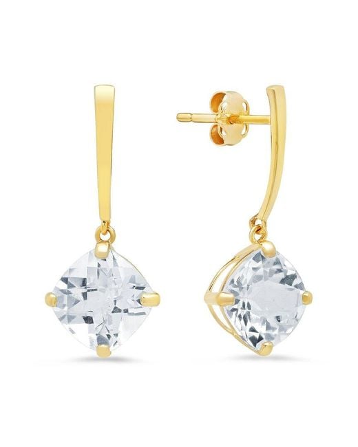 MaxColor Metallic 14k 4.20 Ct. Tw. White Topaz Drop Earrings