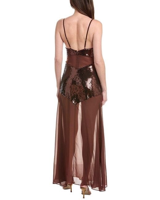 WeWoreWhat Brown Sheer Panel Maxi Dress