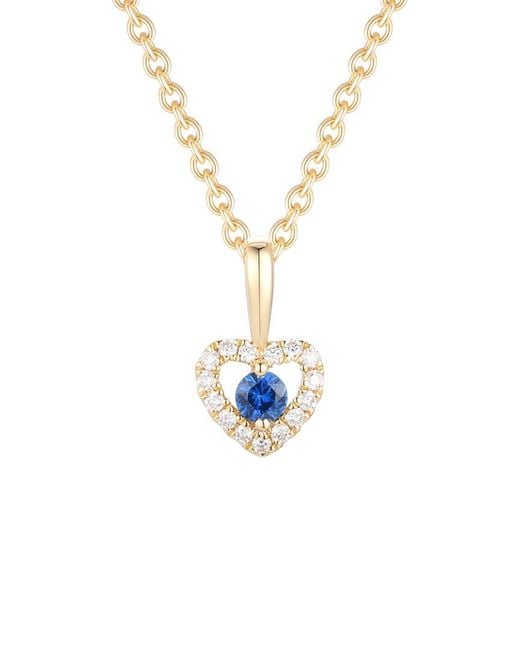 Gregg Ruth White 14K 0.14 Ct. Tw. Diamond & Sapphire Heart Shape Pendant
