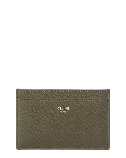 Céline Gray Logo Leather Card Case