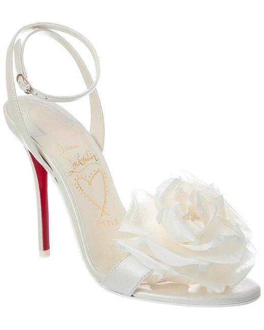Christian Louboutin White Miss Z Flora 100 Leather Sandal