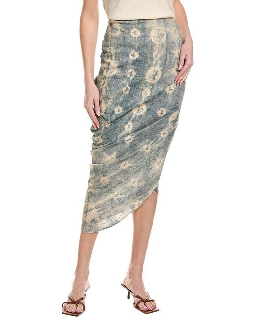 Just BEE Queen Green Noor Linen-Blend Midi Skirt