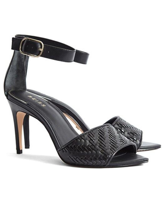 Reiss Black Astor Texture Two Part Leather Sandal