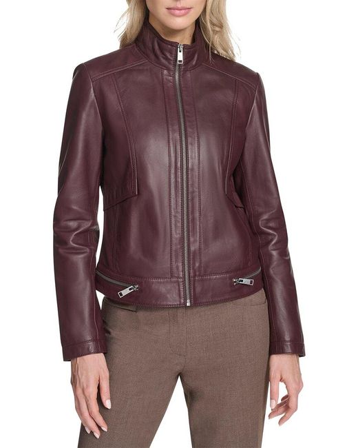 Andrew Marc Purple Leather Rowan Jacket