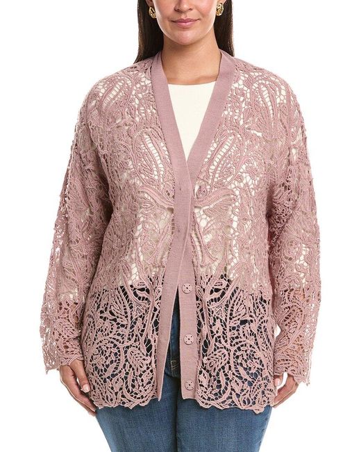 Marina Rinaldi Multicolor Plus Fonte Wool-Blend Cardigan