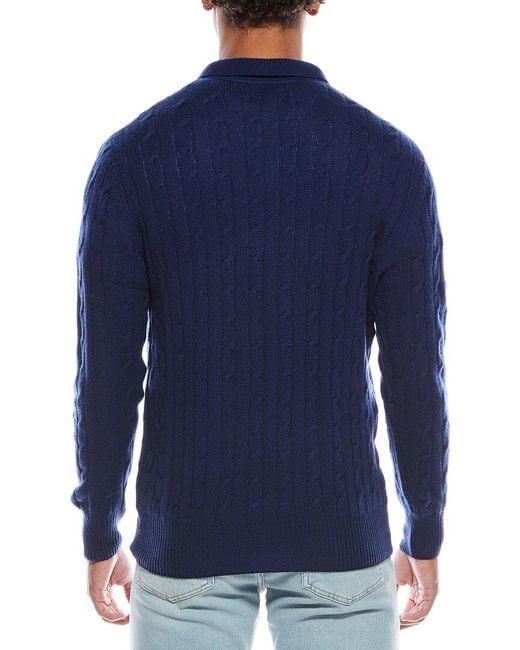 Cashmere Cable Polo Shirt Cashmere Sweater in Blue for Men
