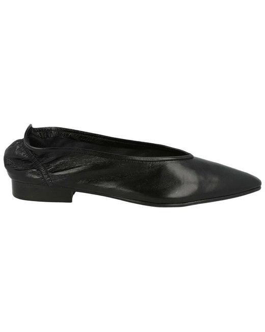By Far Black Carre Leather Flat