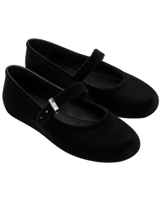 Melissa Black Soft Velvet Ii Ballerina Flat